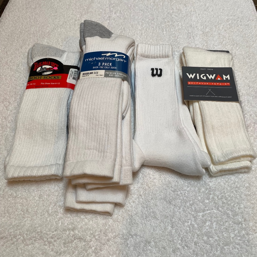 (6) White Athletic Socks